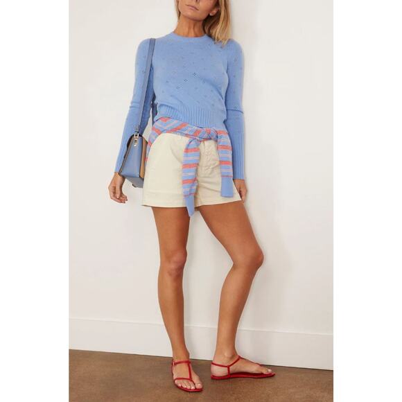 NWT! Guest In Residence Shrunken Pointelle Crew in French Blue M - Picture 4 of 11